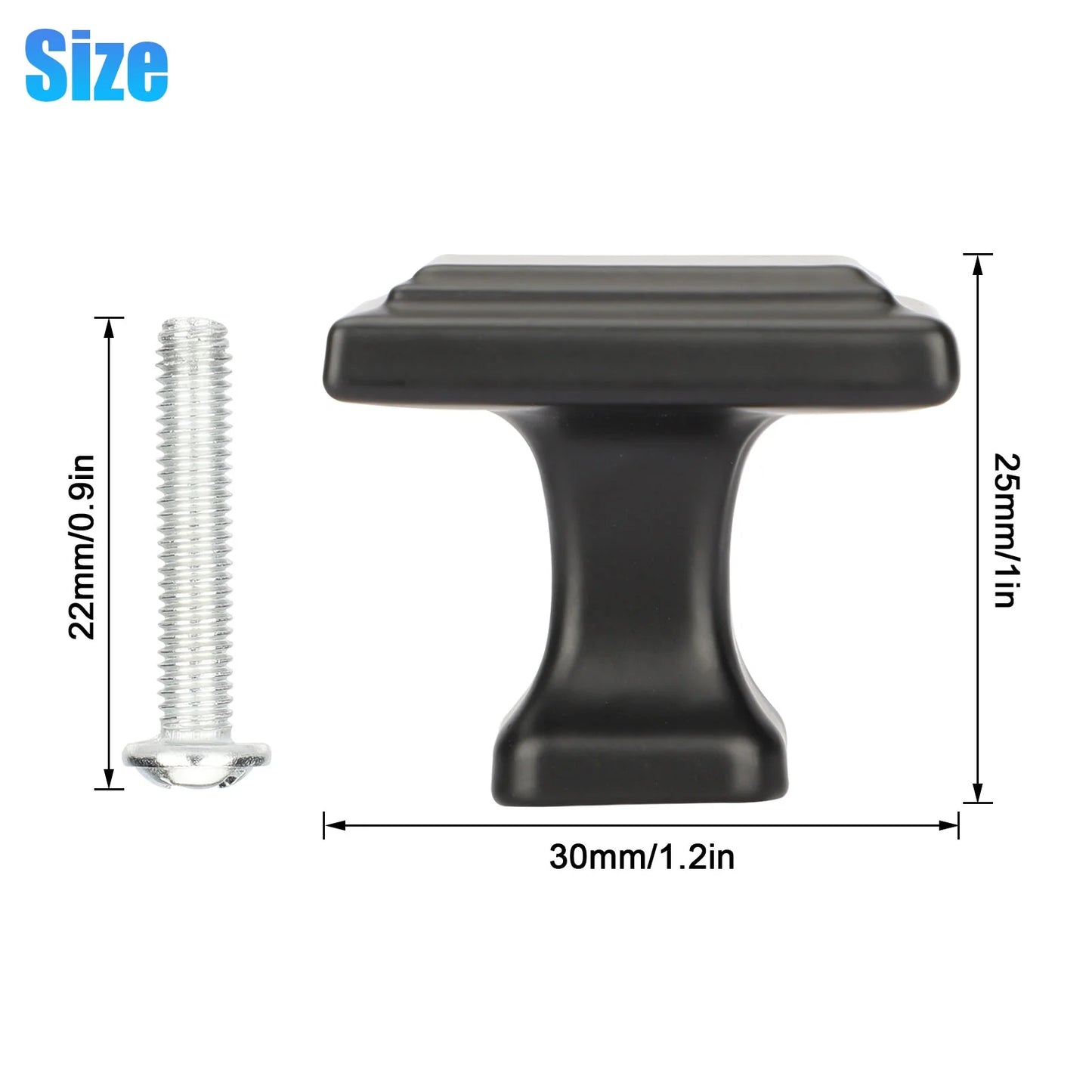 20/10Pcs Modern Cabinet Knobs Flat Black Cabinet Door Knobs, 1.2In Diameter Kitchen Cabinet Knobs Dresser Drawer Knobs, Solid Black Hardware Square Drawer Handles and Pulls for Cupboard Closet
