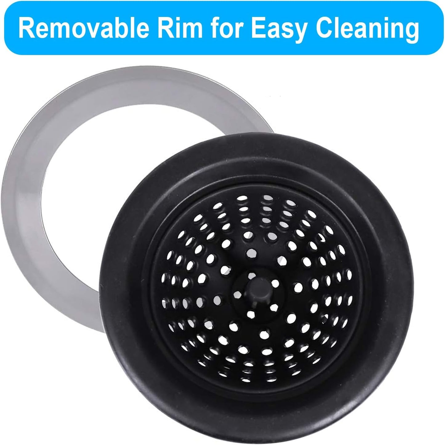 Stainless Silicone Kitchen Sink Drain Strainer, 2 Pack Drain Protector,Prevent Clogging, Large Wide Rim 4.5 Inch Diameter, Tools Home Improvement (Black)