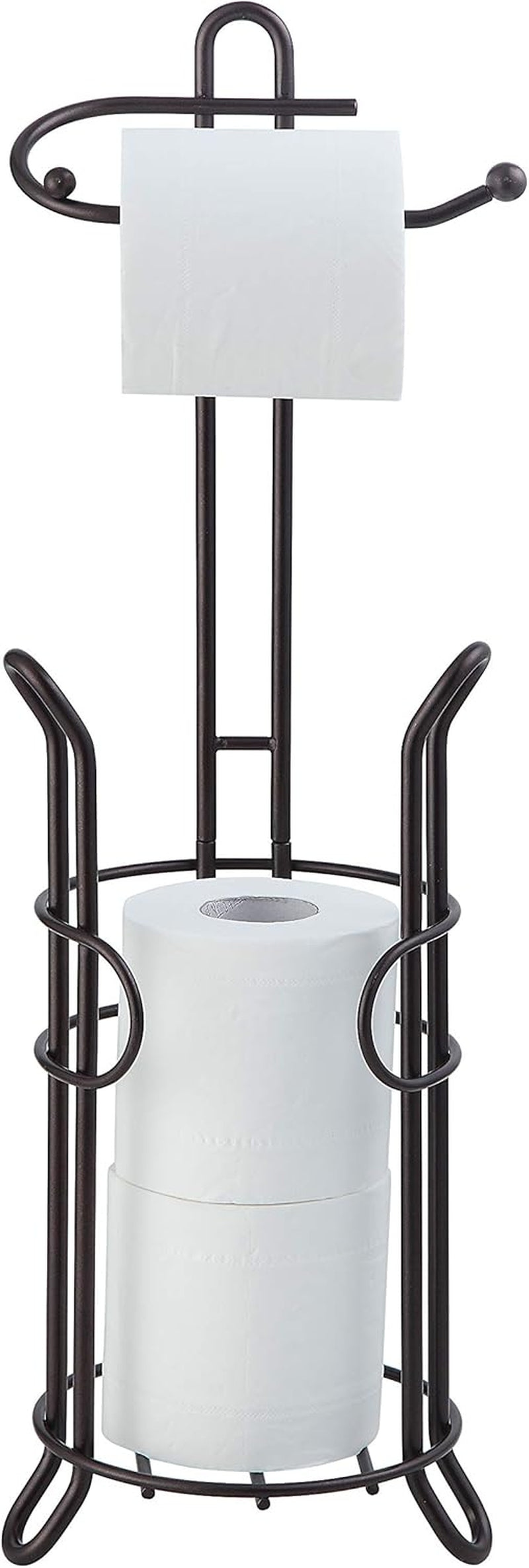 Freestanding Toilet Paper Holder with Storage – Holds 3 Spare Rolls, Heavy-Duty Steel, Oil Bronze Finish, Easy Assembly, Space-Saving Bathroom Organizer