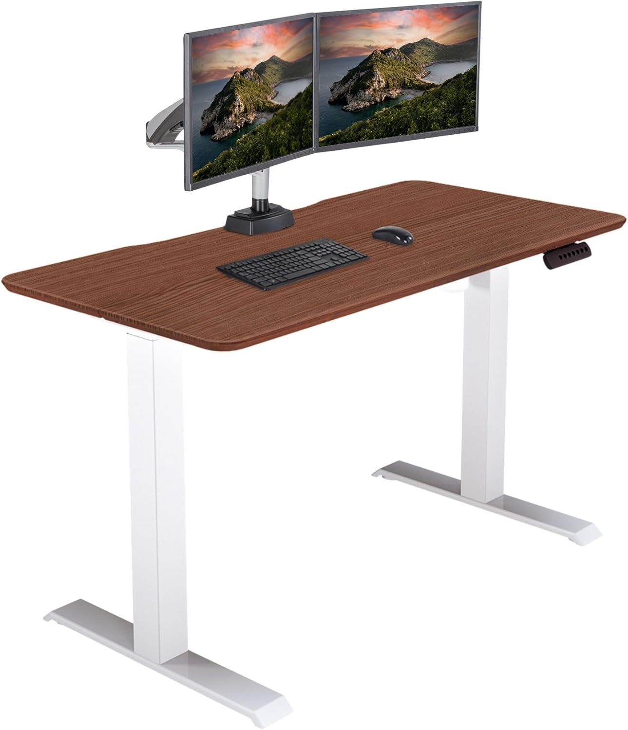 Essential Height Adjustable Electric Standing Desk - Home Office Standing Desk (desk) Sturdy T-Legs - Quiet Motorized Desk - 48"X24" - Hazel Wood - 1 Box