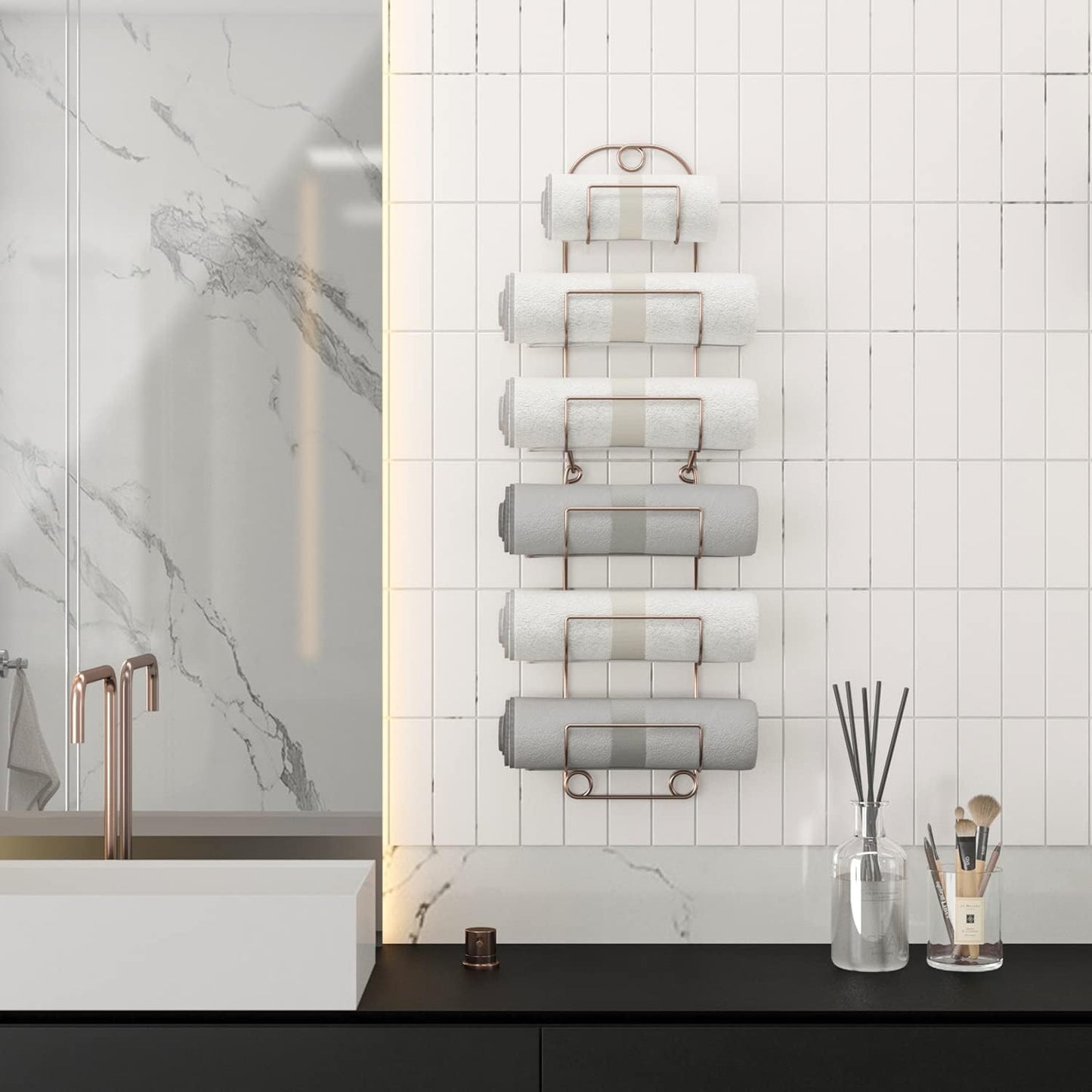 Towel Racks for Bathroom Wall Mounted Metal Wine Rack Towel Shelf Towel Holder for Bath Antique Bronze