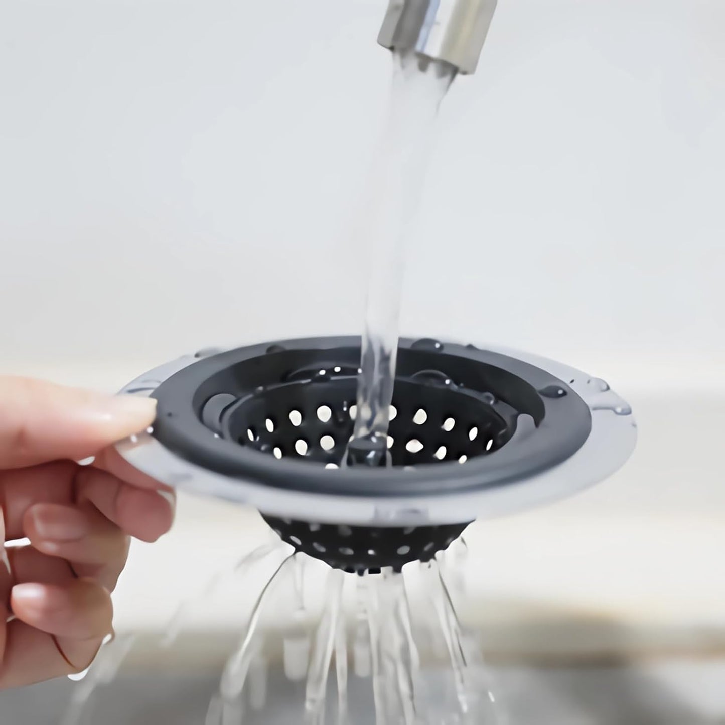 Stainless Silicone Kitchen Sink Drain Strainer, 2 Pack Drain Protector,Prevent Clogging, Large Wide Rim 4.5 Inch Diameter, Tools Home Improvement (Black)
