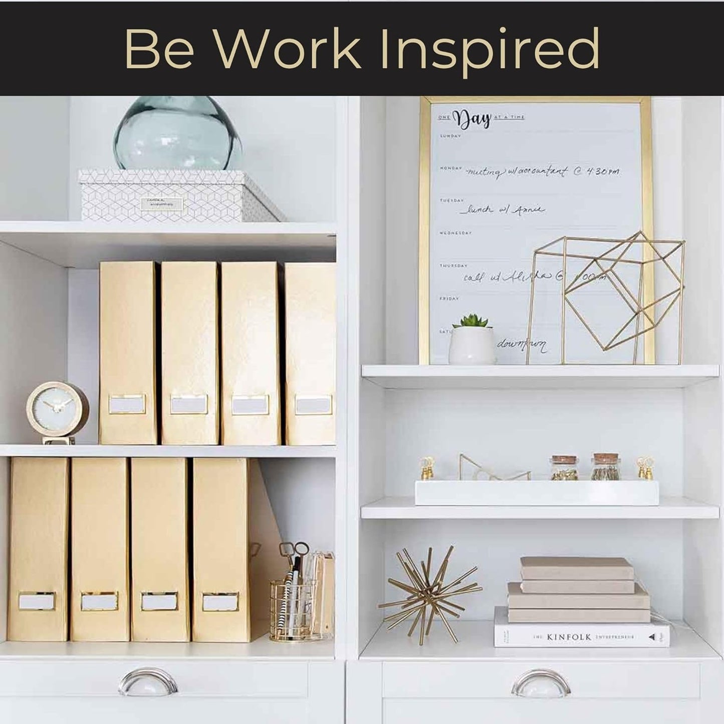 Gold Magazine File Holder Set of 4 – Stylish Desk Organizer for Home & Office - Elegant Office Supplies, Bookends & Durable File Holders for a Gold Office Decor