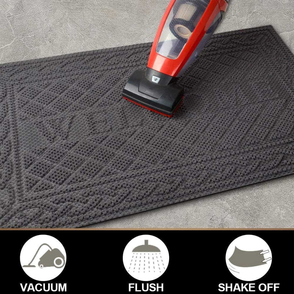 Durable Door Mat, Welcome Mats Outdoor, Front Door Mats Entrance, Rubber Welcome Doormat, Entry outside for Entryway, Patio, High Traffic Areas, 24"X36", Gray