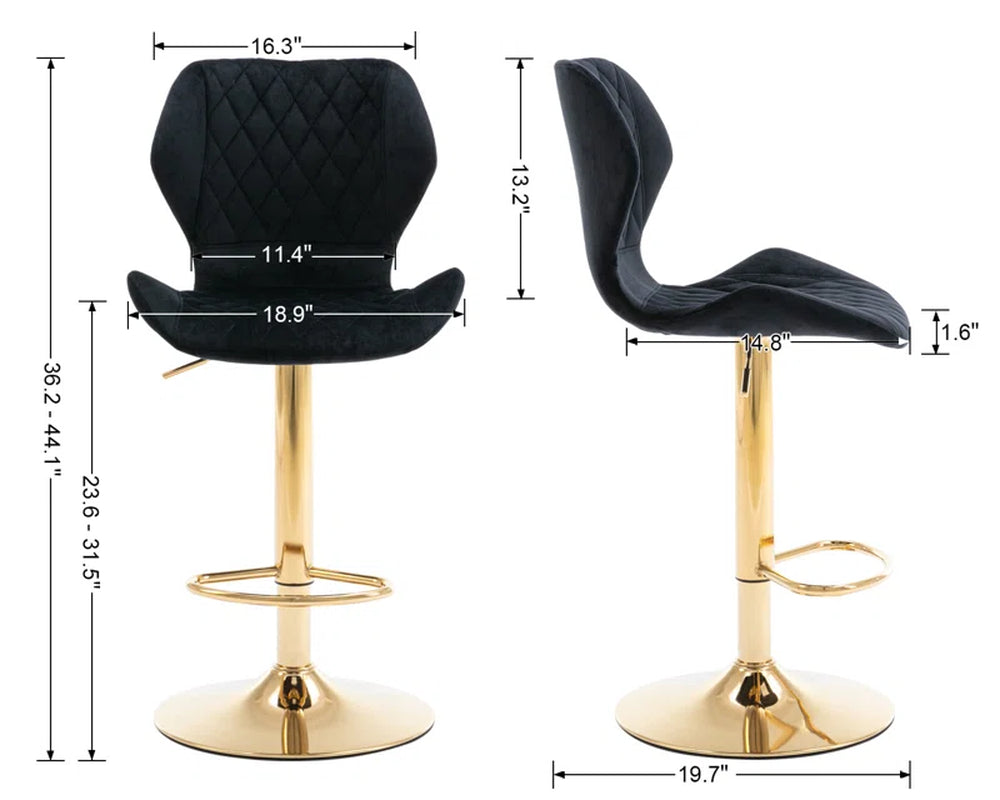 Tierone Upholstered Swivel Adjustable Height Counter Stool with Metal Frame, Modern Velvet Counter Stool