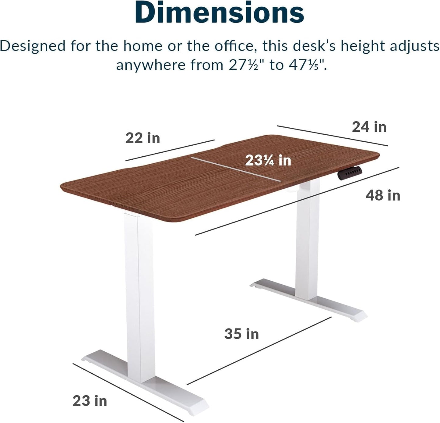 Essential Height Adjustable Electric Standing Desk - Home Office Standing Desk (desk) Sturdy T-Legs - Quiet Motorized Desk - 48"X24" - Hazel Wood - 1 Box