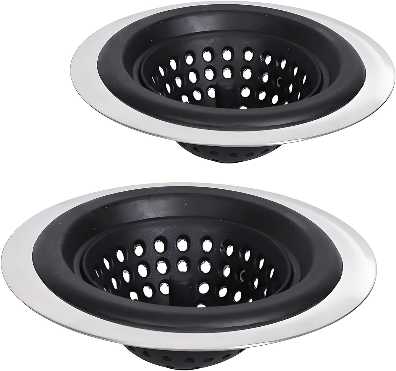 Stainless Silicone Kitchen Sink Drain Strainer, 2 Pack Drain Protector,Prevent Clogging, Large Wide Rim 4.5 Inch Diameter, Tools Home Improvement (Black)