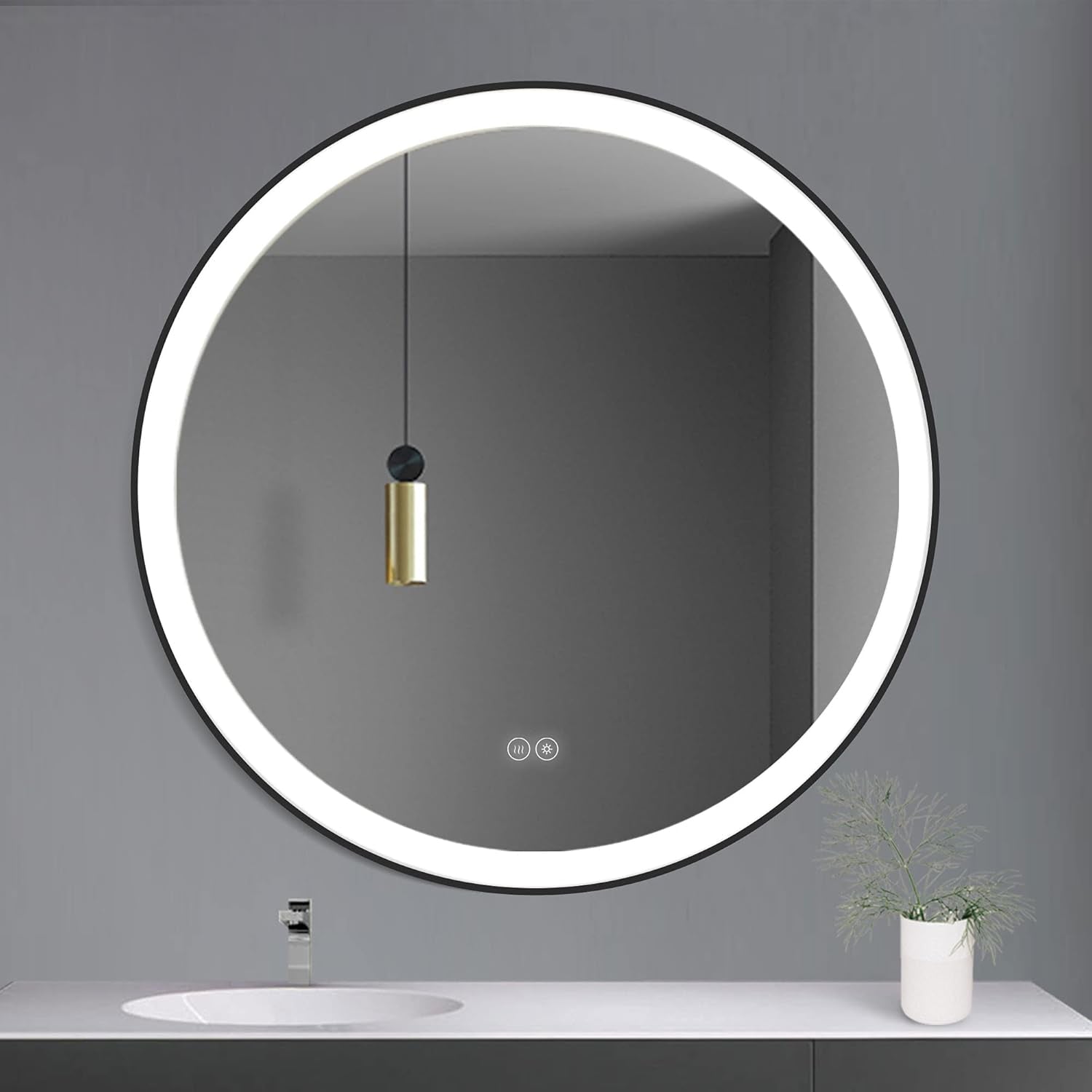 32X32 Inch round Bathroom Mirror Lighted Wall Mounted Mirror Waterproof LED Vanity Mirror with Lights (Horizontal & Vertical)