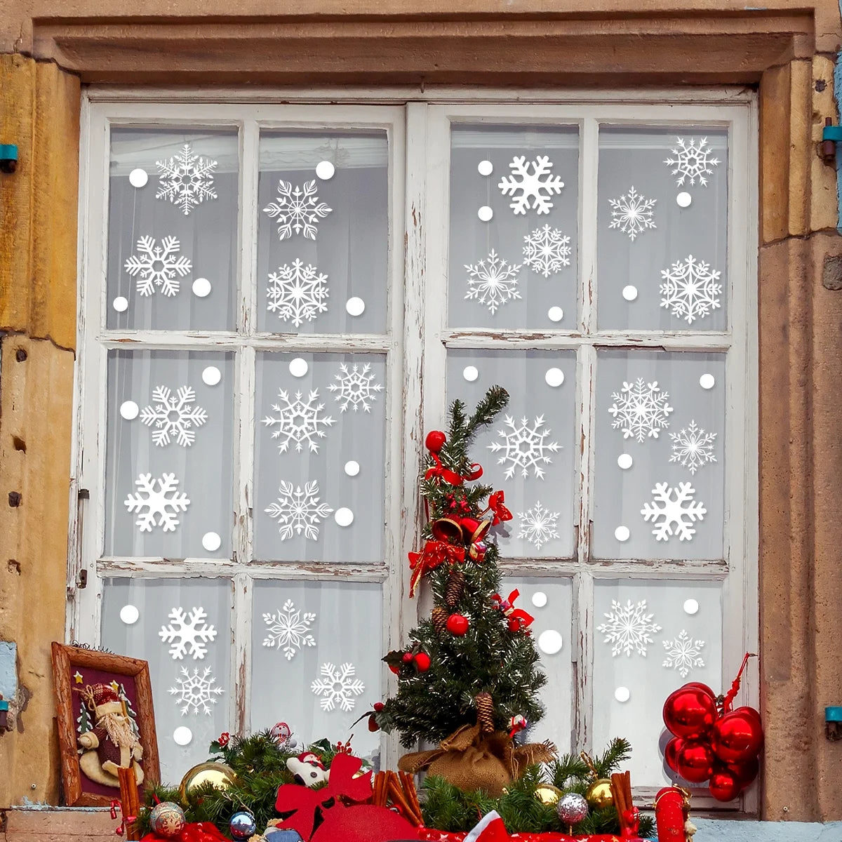 Christmas Window Stickers Clings Snowflakes Decorations for Glass Decorations Holiday Decals for Party 8 Sheets