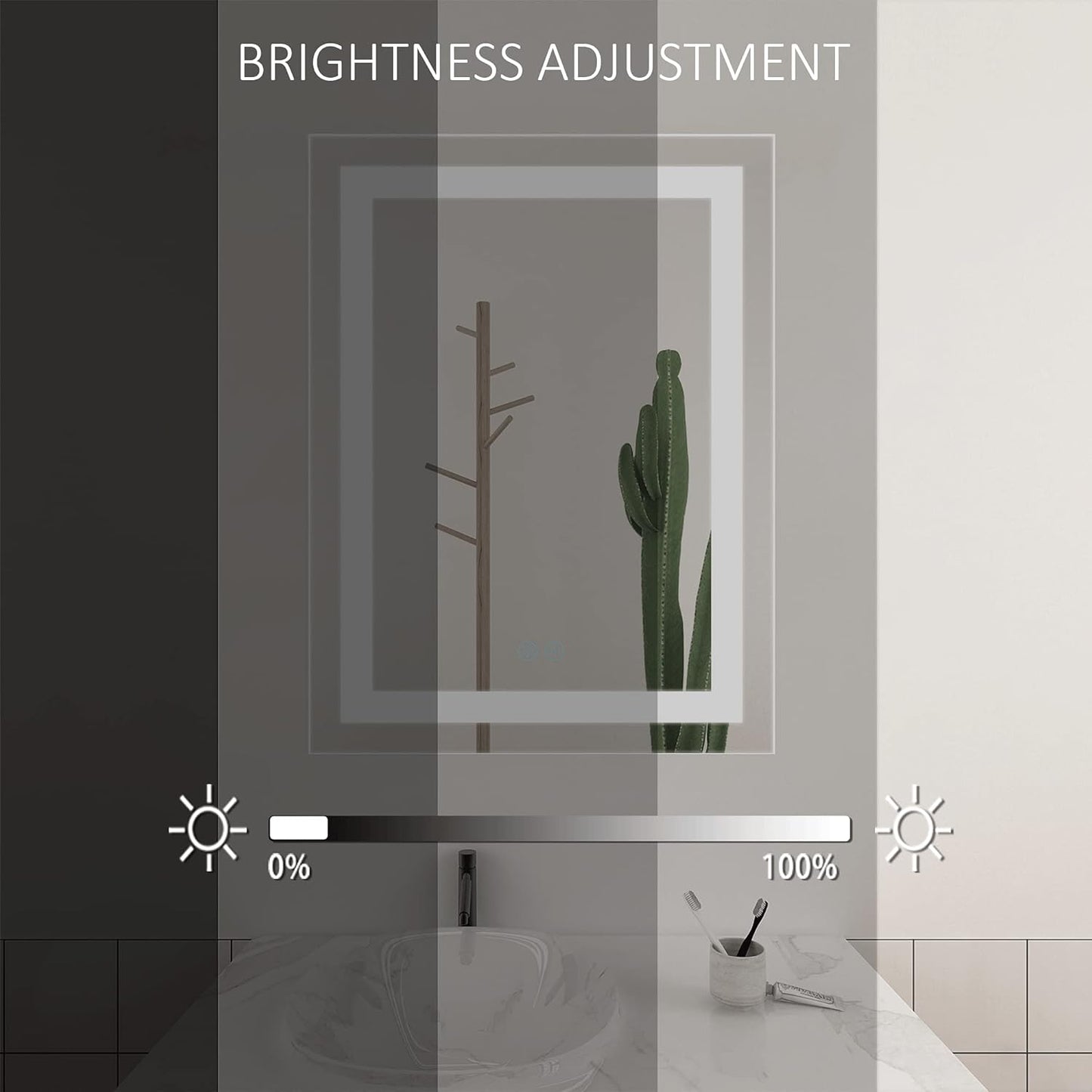 24X32 Inch LED Bathroom Mirror Lighted Wall Mounted Mirror Waterproof LED Vanity Mirror with Lights (Horizontal & Vertical)