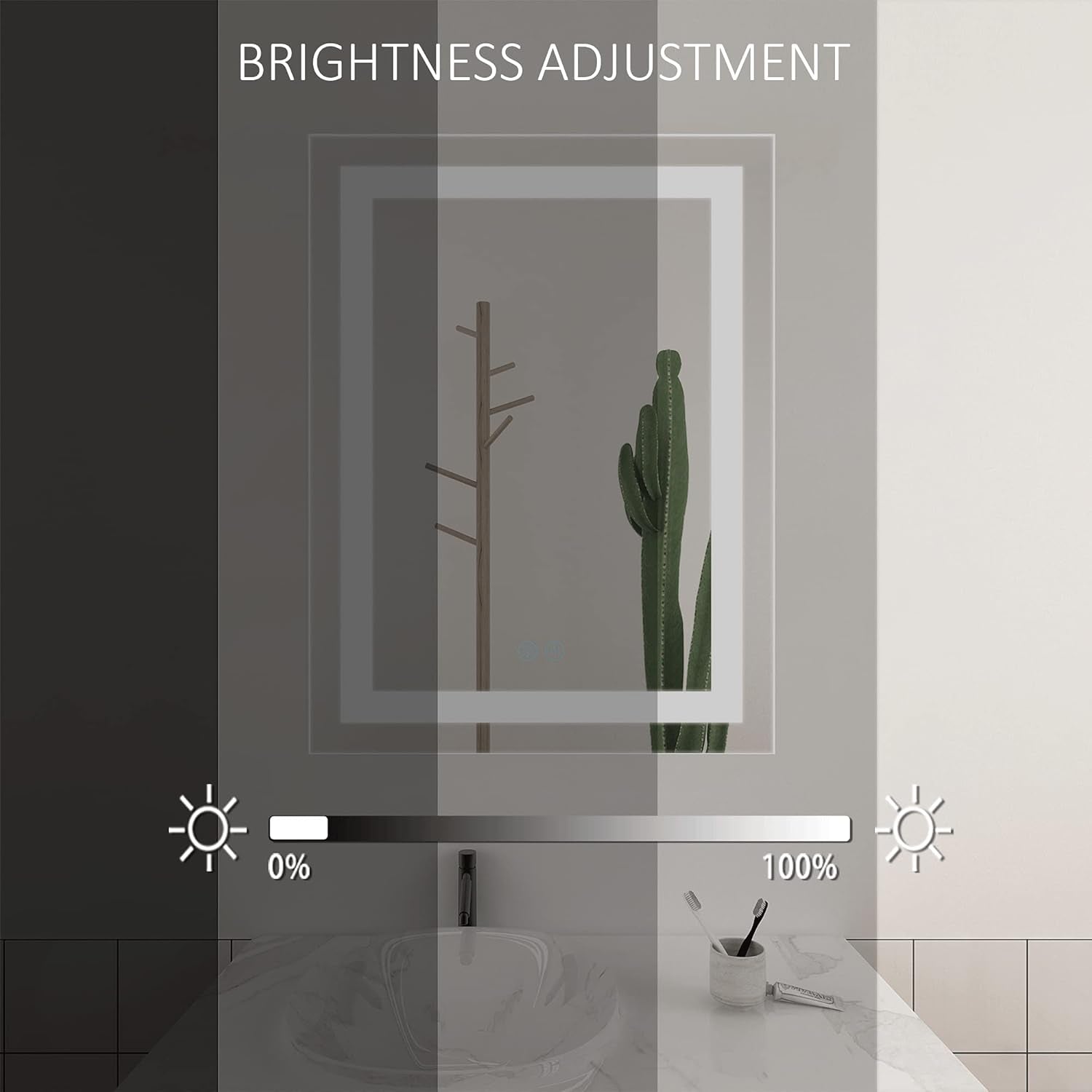 24X32 Inch LED Bathroom Mirror Lighted Wall Mounted Mirror Waterproof LED Vanity Mirror with Lights (Horizontal & Vertical)