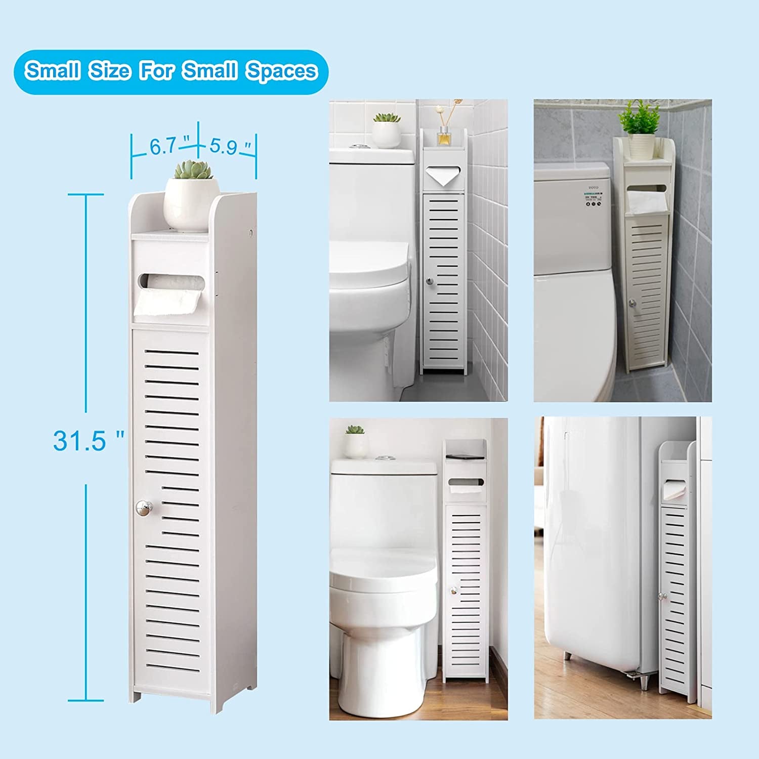Stylish White Toilet Paper Holder Stand - Perfect Small Bathroom Storage Solution!