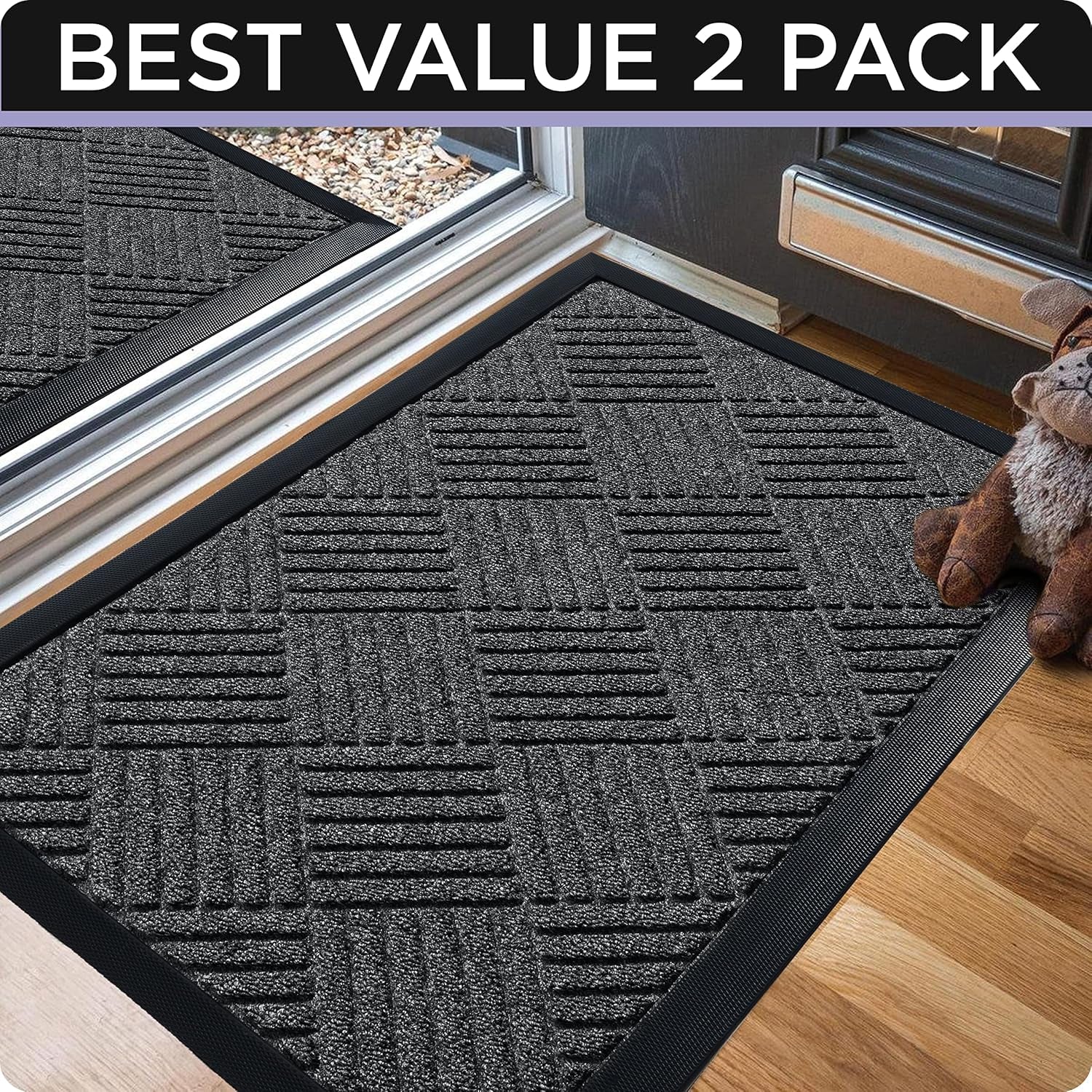 2 Pack Door Mat - Outdoor Mat - Front Door Mat - Welcome Mat - Welcome Mats Outdoor - Door Mats Outdoor - Front Door Mat Outdoor Entrance - Doormat 30X18 - Door Mat Outdoor - Indoor Door Mat