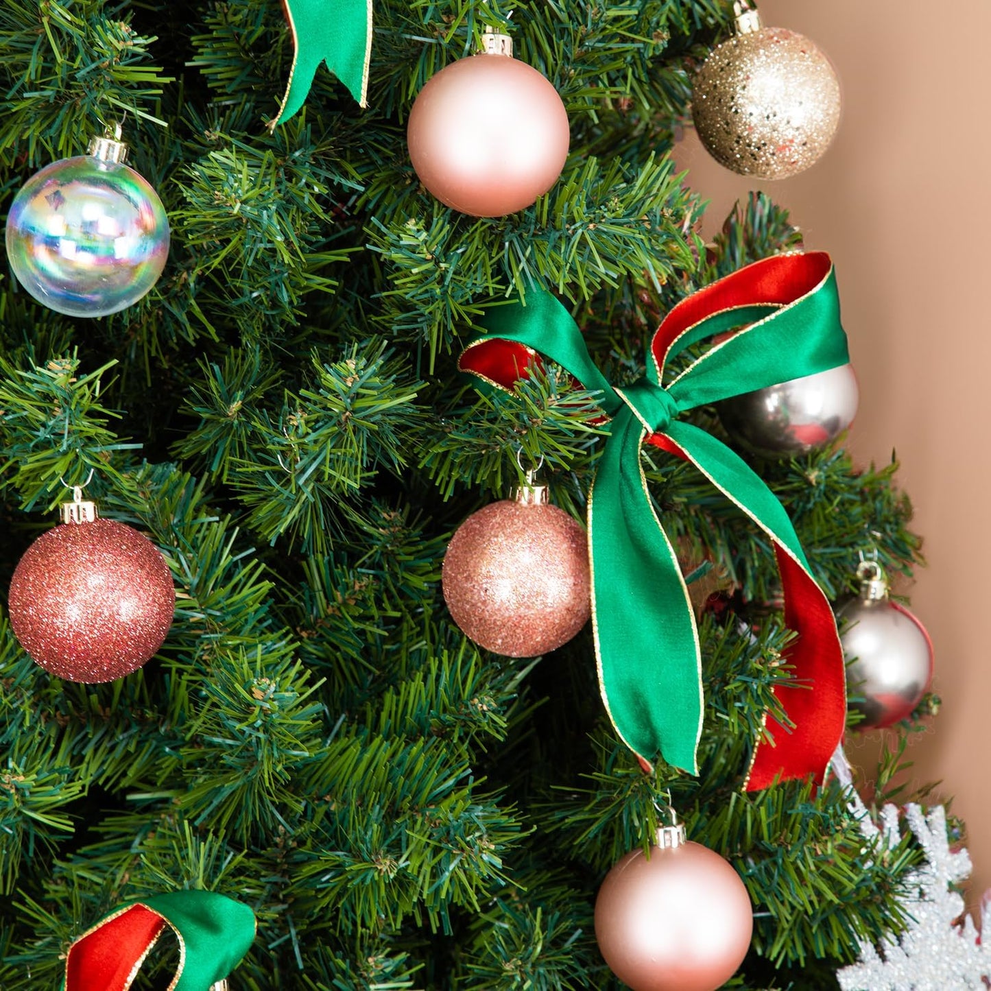 Ornaments, Shatterproof Christmas Tree Ornament Set, Christmas Balls Decoration 50 Count (2.24"/57Mm, Pink Gold)