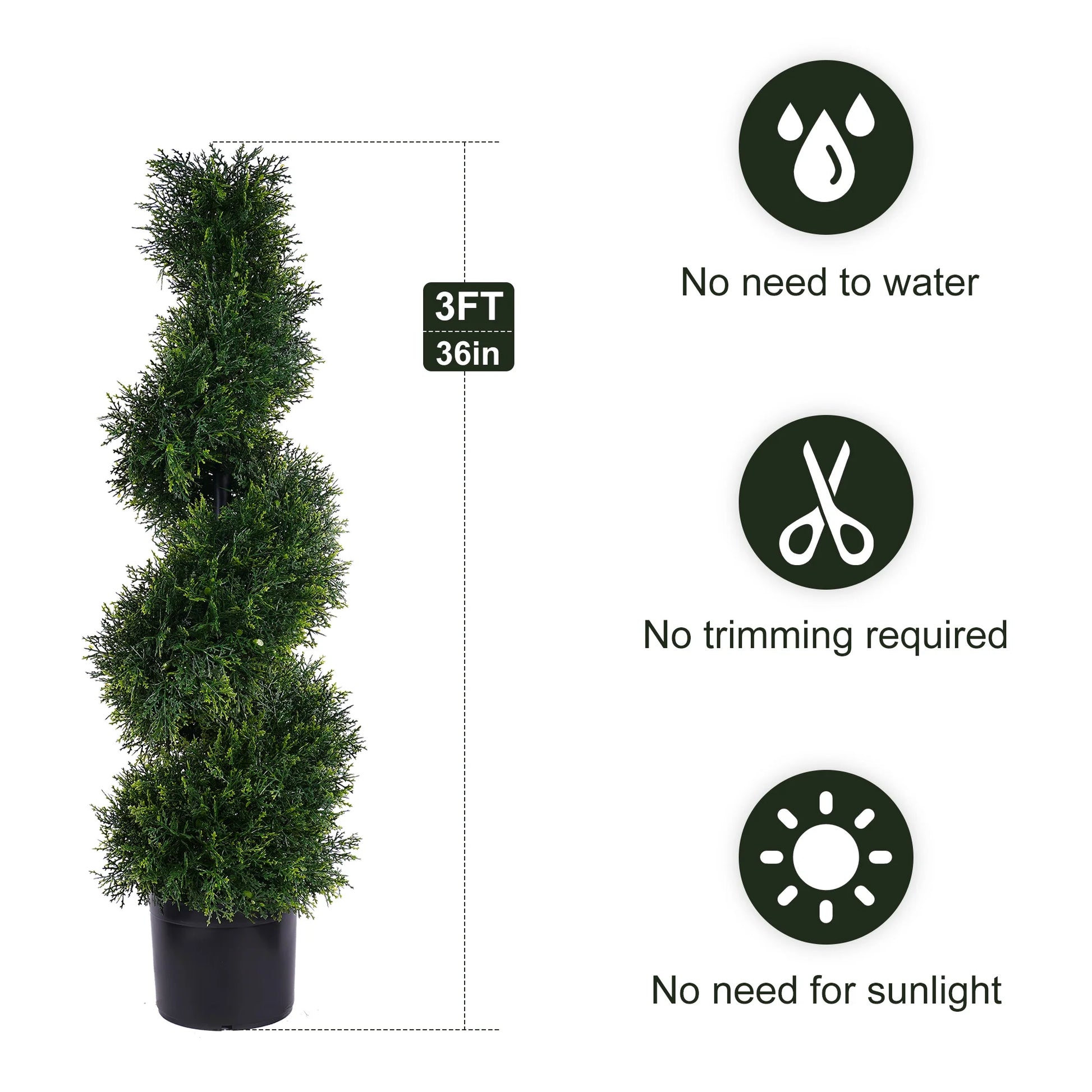 3FT Artificial Spiral Cypress Tree,Topiary Trees Artificial Outdoor-Indoor Outdoor Decor - Plastic Pots - Set of 2