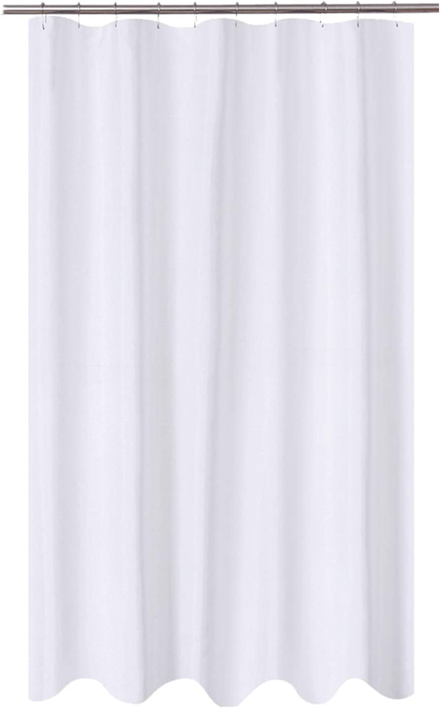 Fabric Shower Curtain Liner Extra Long Stall Size 54 Width by 80 Length Inches, Hotel Quality, Washable, White Bathroom Curtains with Grommets, 54X80