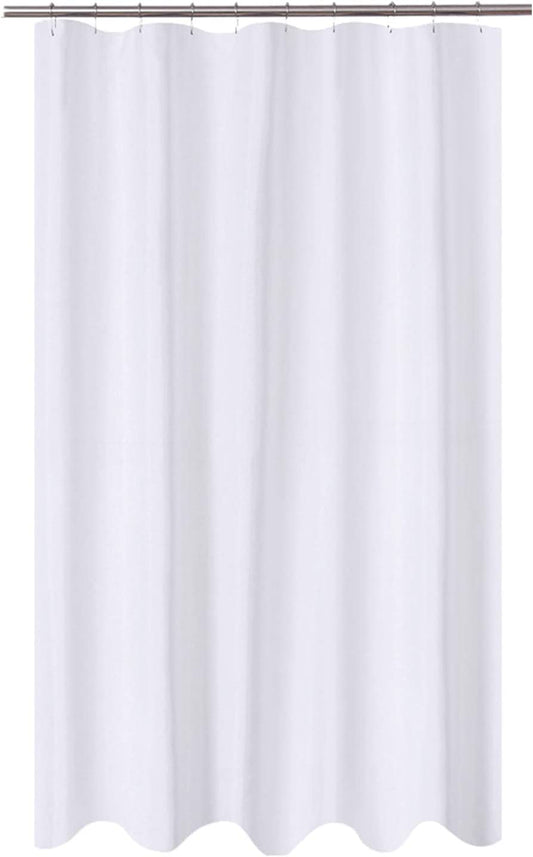 Fabric Shower Curtain Liner Extra Long Stall Size 54 Width by 80 Length Inches, Hotel Quality, Washable, White Bathroom Curtains with Grommets, 54X80