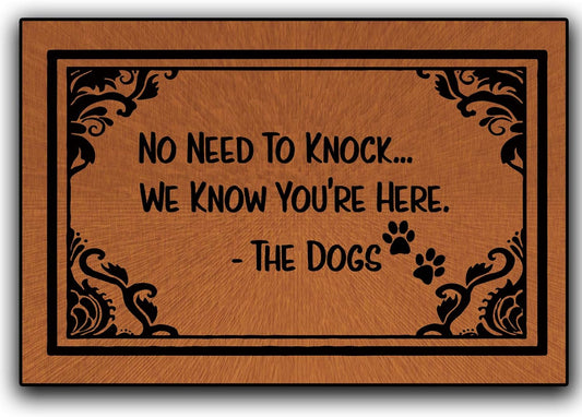 Funny Welcome Mat, 'No Need to Knock' with Pet Name - 23.6 X 15.7 Inches Indoor/Outdoor Doormat