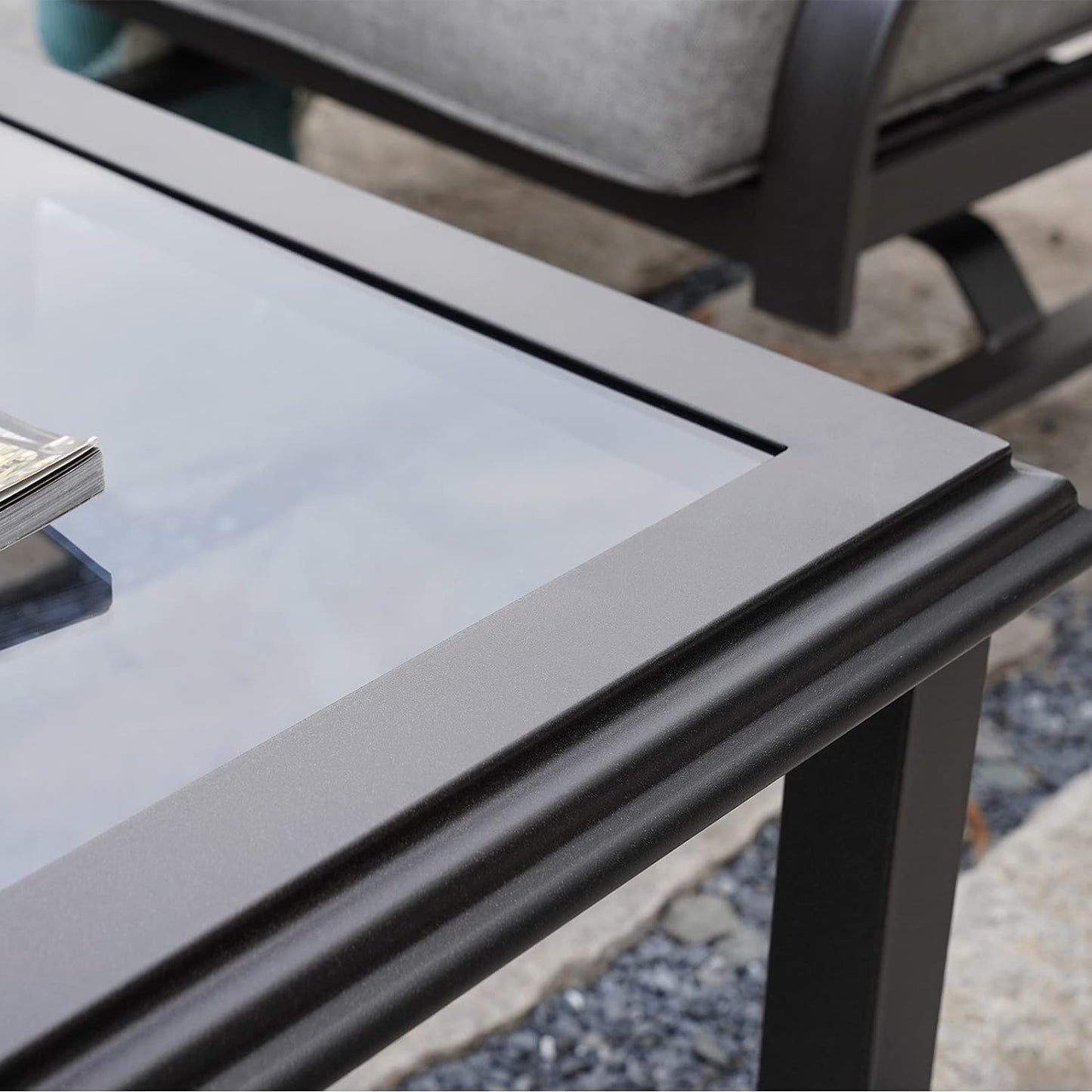 Outdoor Glass Coffee Table,Outdoor Furniture Coffee,Patio Garden Furniture Multi-Functional Tea Table with Tempered Glass Top, for Conversation-Square (Tea Table with Glass Top)
