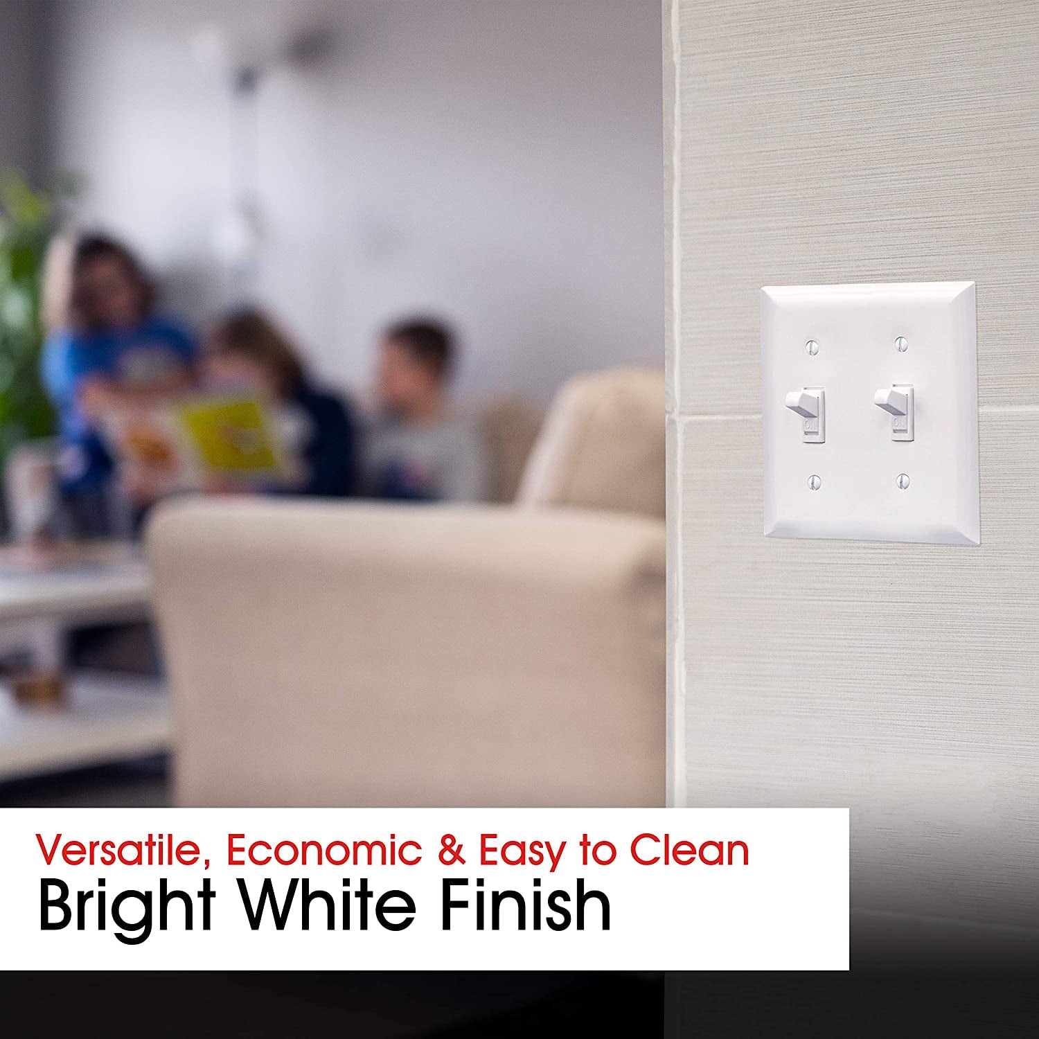 Double Wall Plates Cover, 2 Gang, Light Switch Cover, 0.32" X 4.47", Outlet Covers, Screws Included, White, 44756