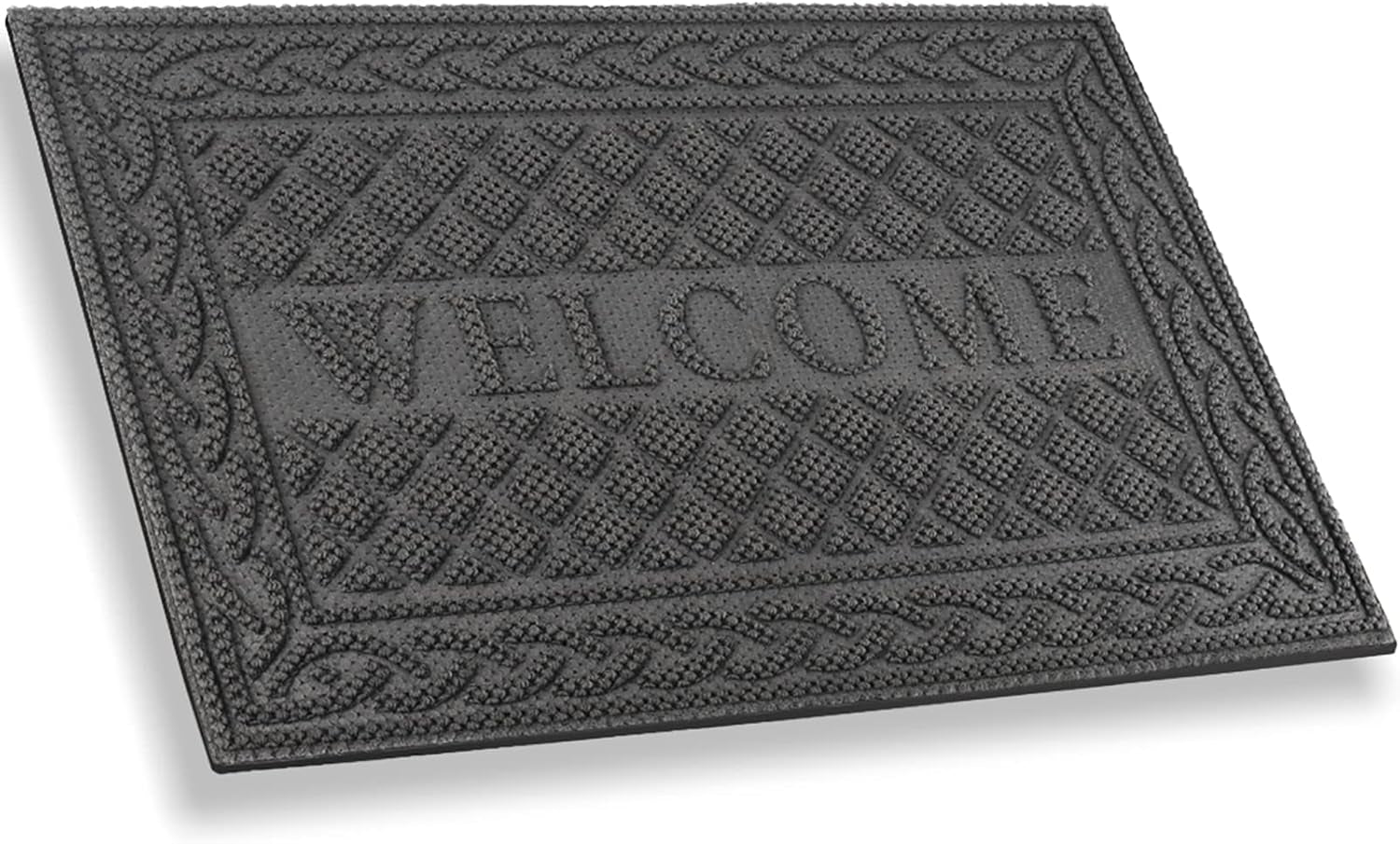Durable Door Mat, Welcome Mats Outdoor, Front Door Mats Entrance, Rubber Welcome Doormat, Entry outside for Entryway, Patio, High Traffic Areas, 24"X36", Gray