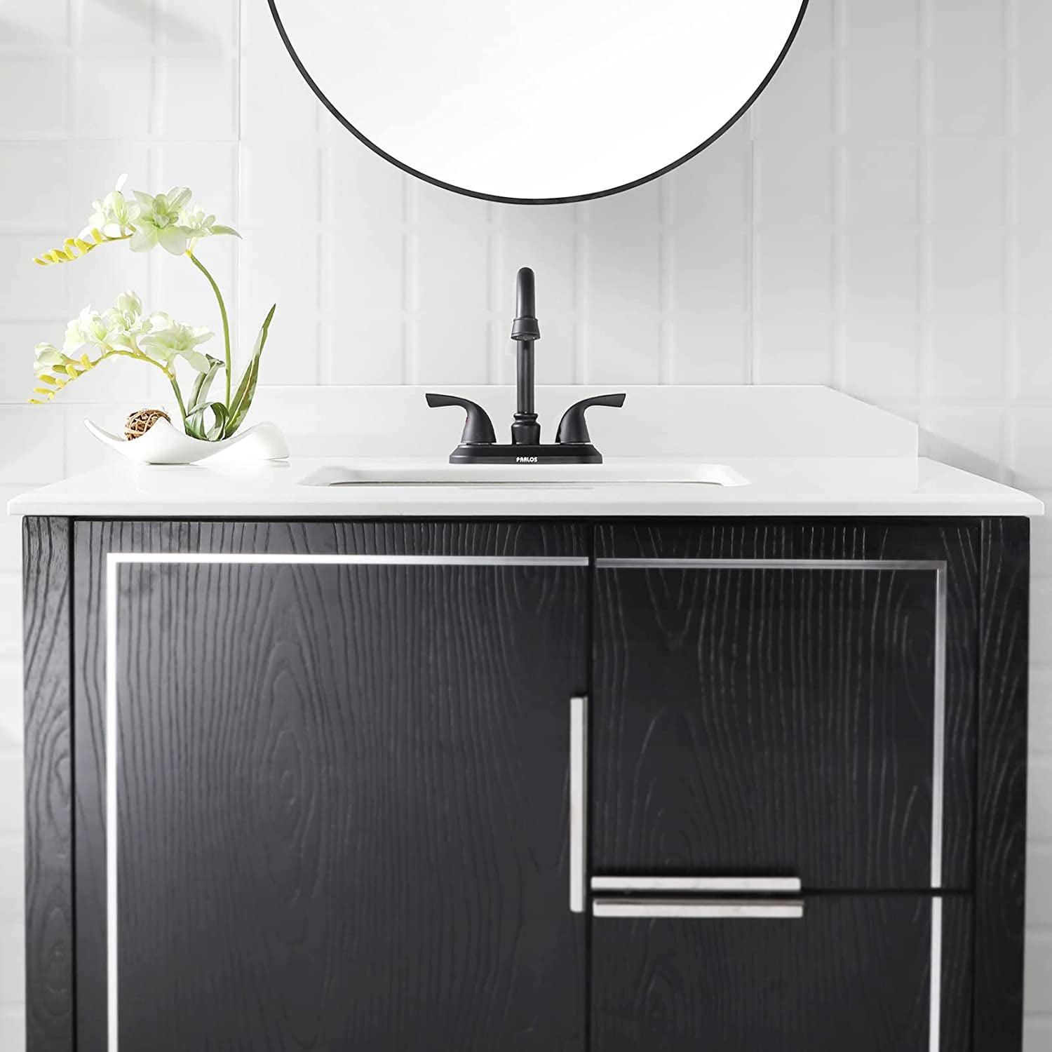 Matte Black 2-Handle Bathroom Faucet with Metal Drain Assembly & Supply Lines - NSF Cupc Certified, Model 1359104