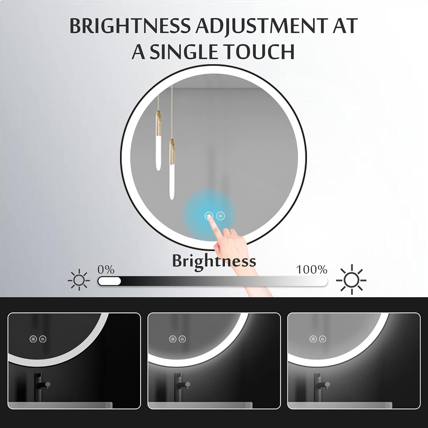 32X32 Inch round Bathroom Mirror Lighted Wall Mounted Mirror Waterproof LED Vanity Mirror with Lights (Horizontal & Vertical)