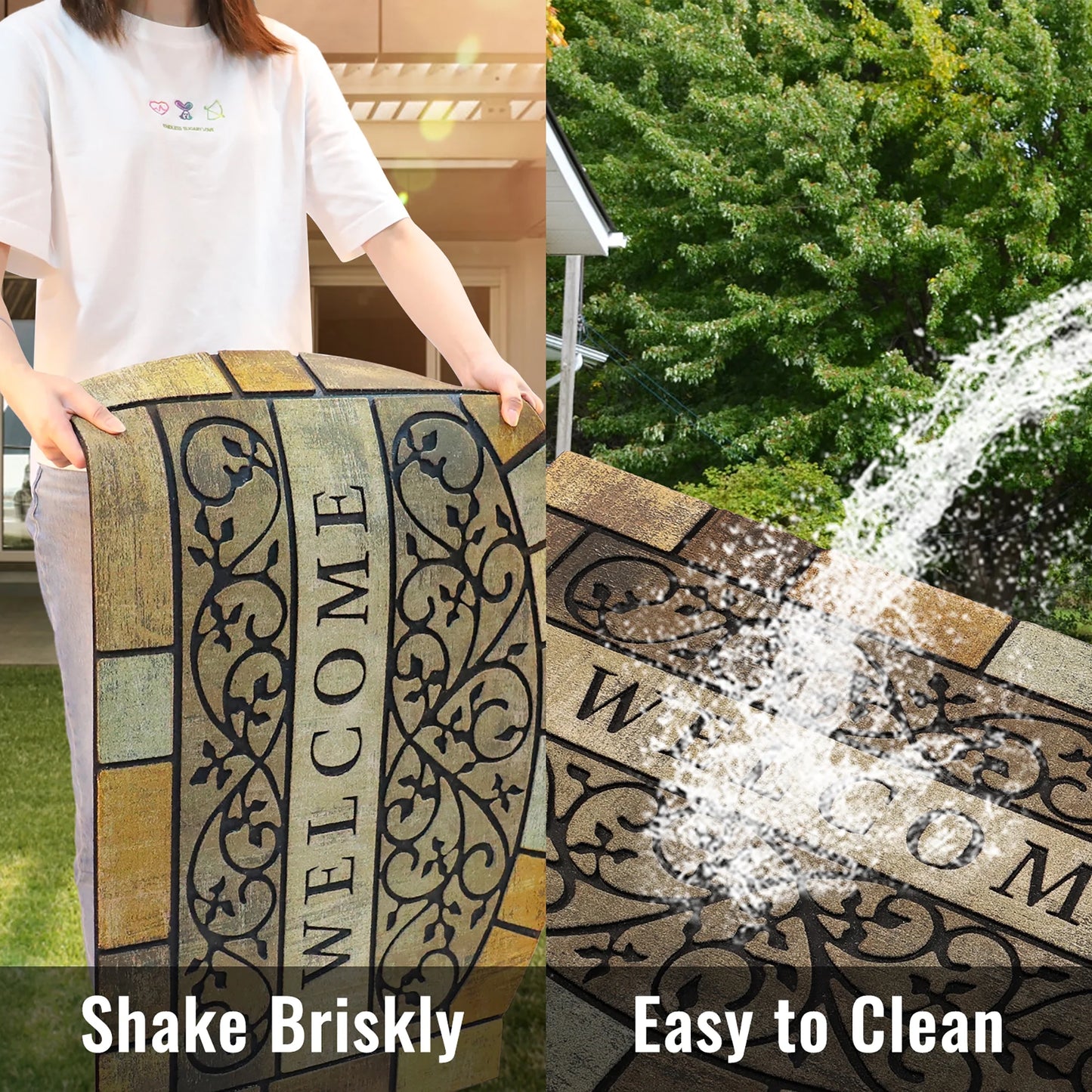 Welcome Mats Outdoor Durable Door Mats, 36" X 24" Modern Texture Doormat with Non-Slip Rubber Backing