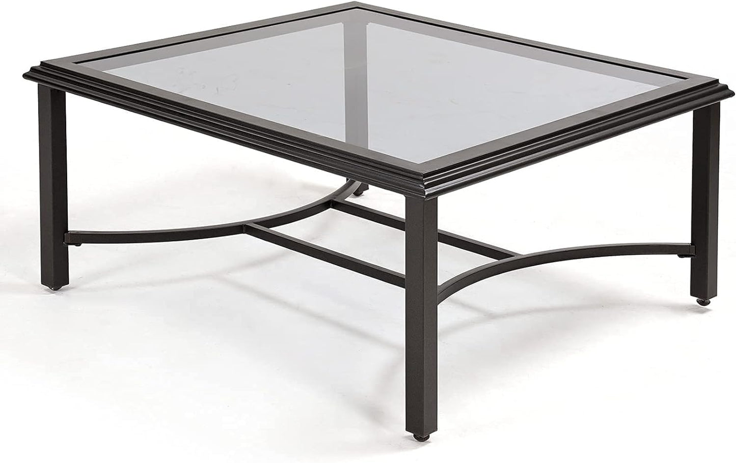Outdoor Glass Coffee Table,Outdoor Furniture Coffee,Patio Garden Furniture Multi-Functional Tea Table with Tempered Glass Top, for Conversation-Square (Tea Table with Glass Top)