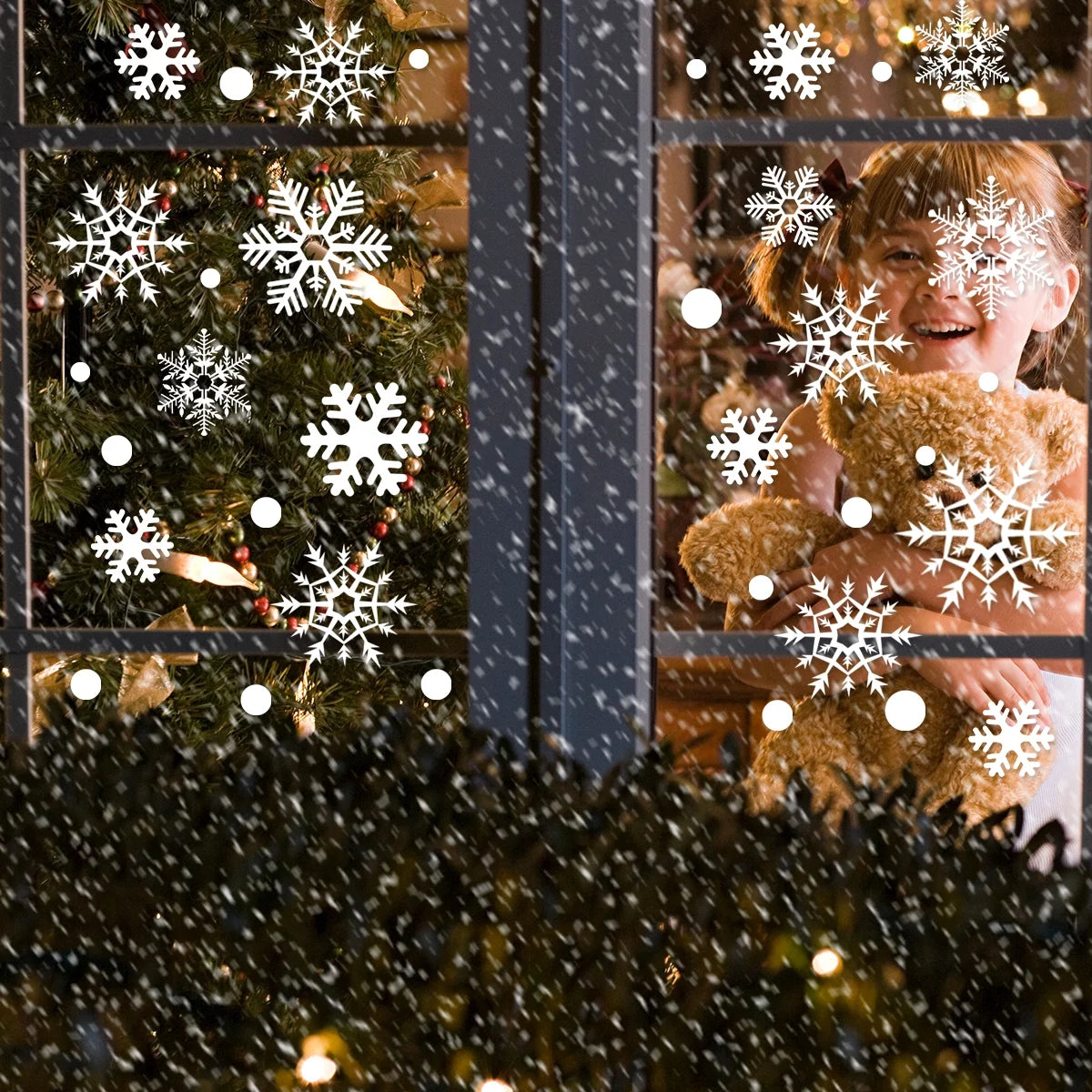Christmas Window Stickers Clings Snowflakes Decorations for Glass Decorations Holiday Decals for Party 8 Sheets