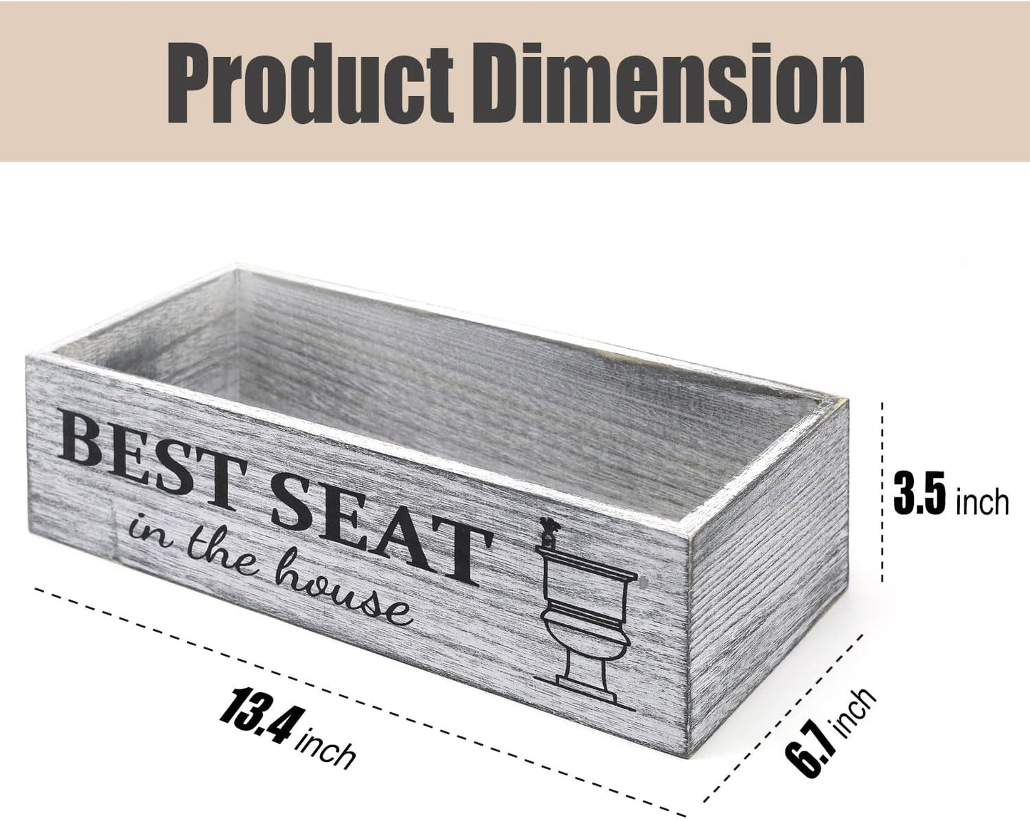 Bathroom Decor Box, Toilet Paper Basket 2 Sides Signs Farmhouse Bathroom Basket Toilet Basket Tank Topper Rustic Farmhouse Home Decor for Livingroom Kitchen（One Gray Box）