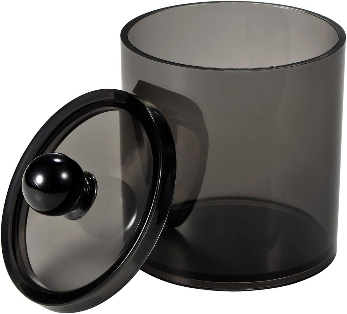 2 Pack of 10 Oz. Small Clear Plastic Apothecary Jar - Qtip Dispenser Holder Bathroom Vanity Storage Canister Acrylic Jar for Cotton Ball,Cotton Swab,Q-Tips,Cotton Rounds (Black)