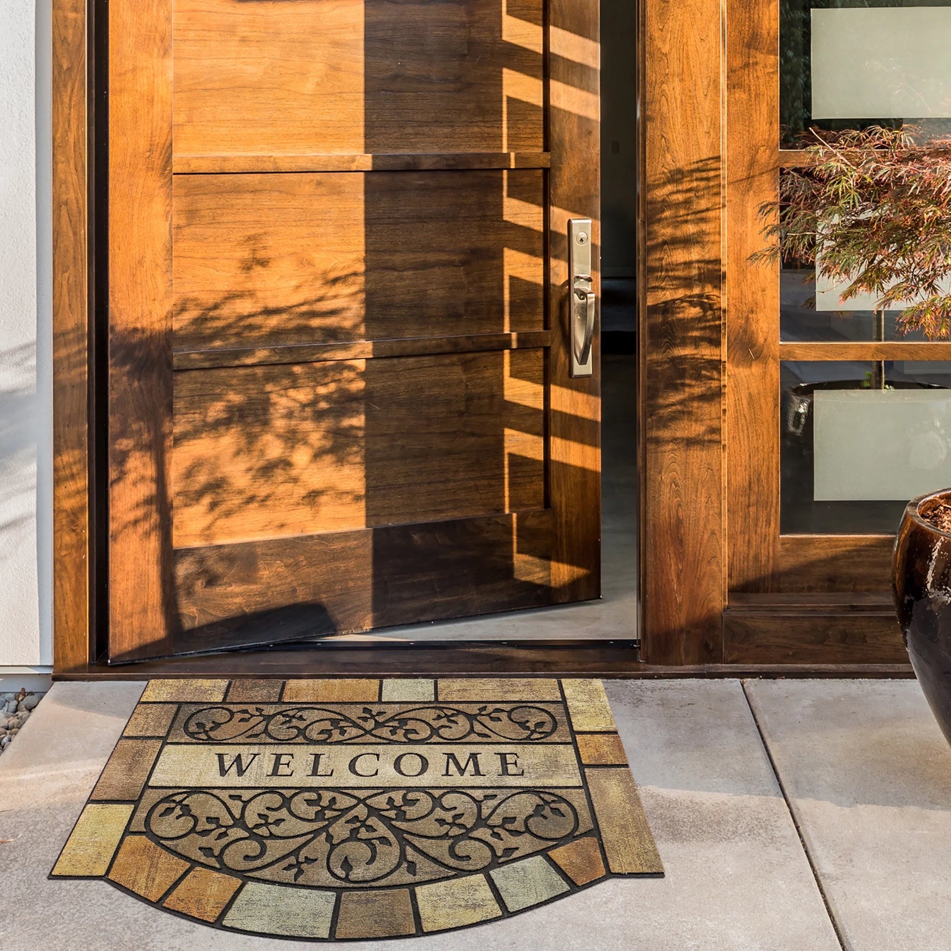 Welcome Mats Outdoor Durable Door Mats, 36" X 24" Modern Texture Doormat with Non-Slip Rubber Backing