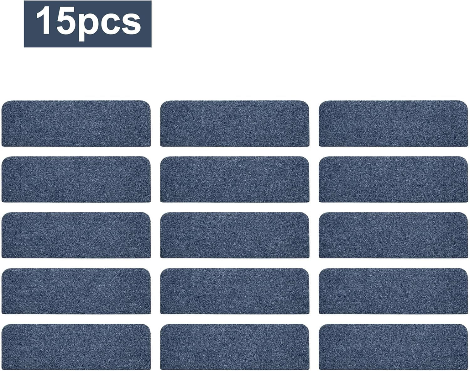 Stair Treads Non-Slip 15Pcs Carpet Mat 28Inx9In Indoor Stair Runners for Wooden Steps, Stair Rugs for Kids and Dogs, 100% Polyester TPE Backing Blue,Protect Floor