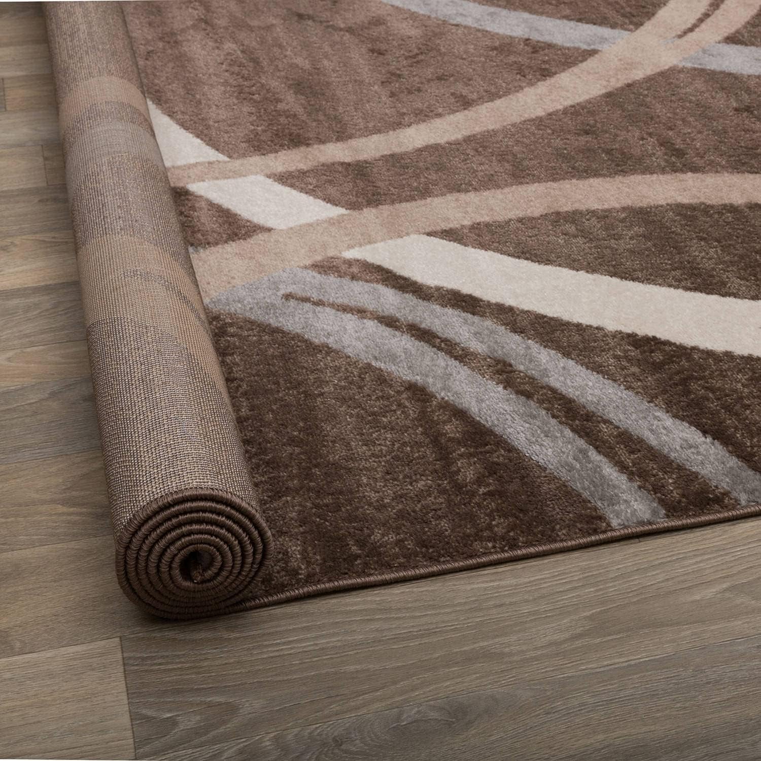 Modern Wavy Circles Design Area Rug 10' X 14' Brown