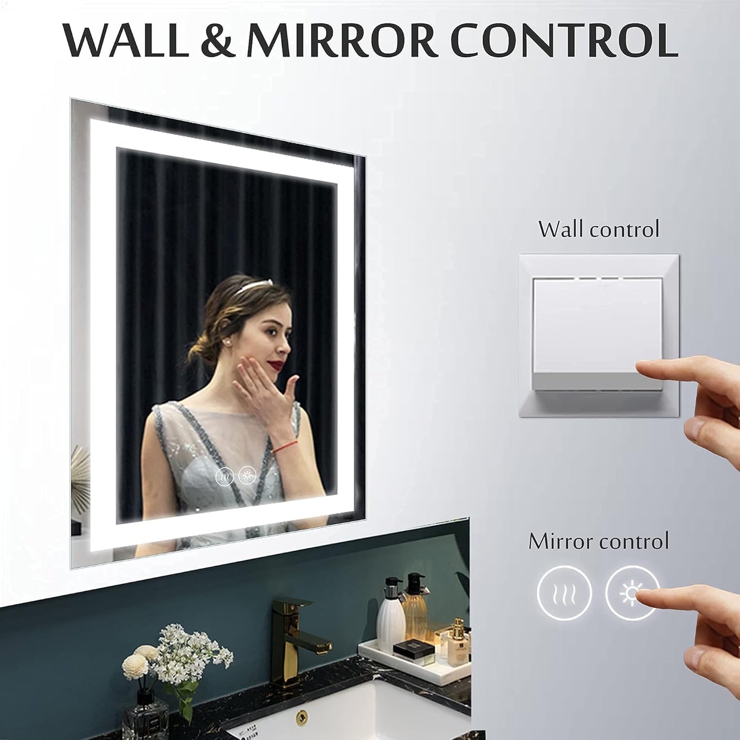 24X32 Inch LED Bathroom Mirror Lighted Wall Mounted Mirror Waterproof LED Vanity Mirror with Lights (Horizontal & Vertical)