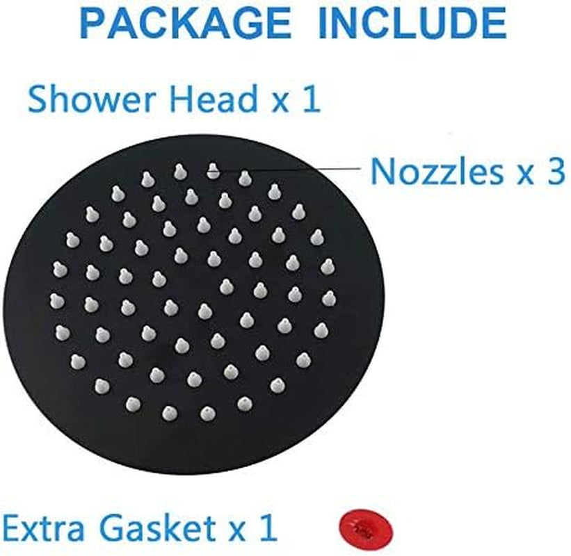 Rain Shower Head, Ultra-Thin Design-Pressure Boosting, Awesome Some Experience, High Flow Stainless Steel Rainfall Head (6 Inch,Matte Black)