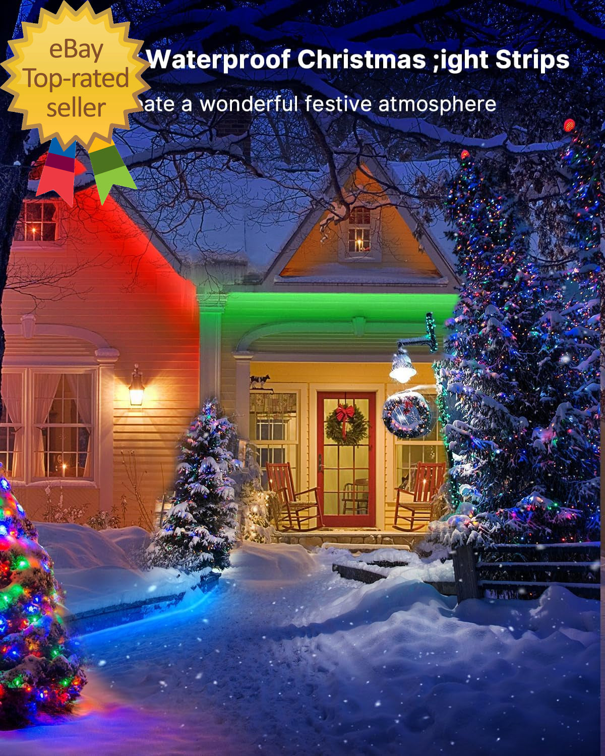 Outdoor LED Strip Lights Waterproof 100FT (2 Rolls of 50Ft) IP67 LED Light Strip