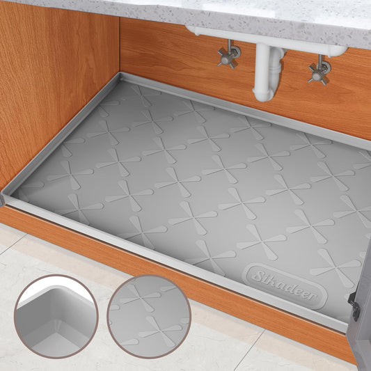 34" X 22" under Sink Mat Waterproof, Silicone Mat Kitchen Drawer Shelf and Cabinet Liner, Sink Protector for Kitchen Organizers and Storage, Boot Tray Pet Food Mats