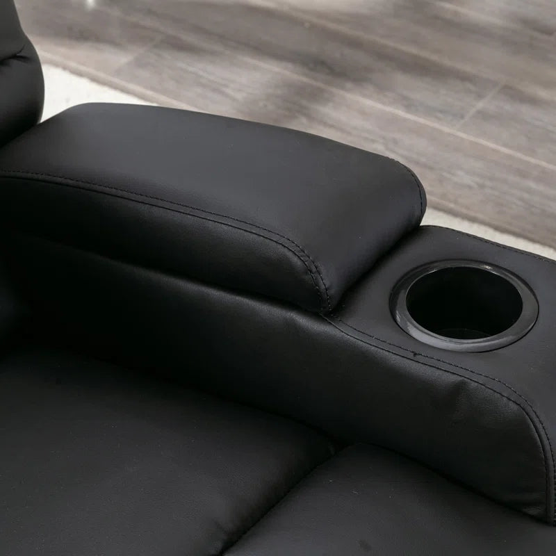 33.5" Wide Modern Faux Leather Soft Backrest Manual Release Recliner Chair with Massage & Storage & Cup Holder (Set of 2)