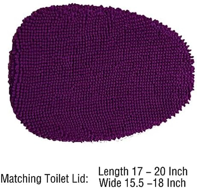 Bath Rug Set 4 Piece with Toilet Lid Cover and Rug Set Combo, Soft Shaggy, 3 Piece and U-Shaped Toilet Floor Rug Purpal