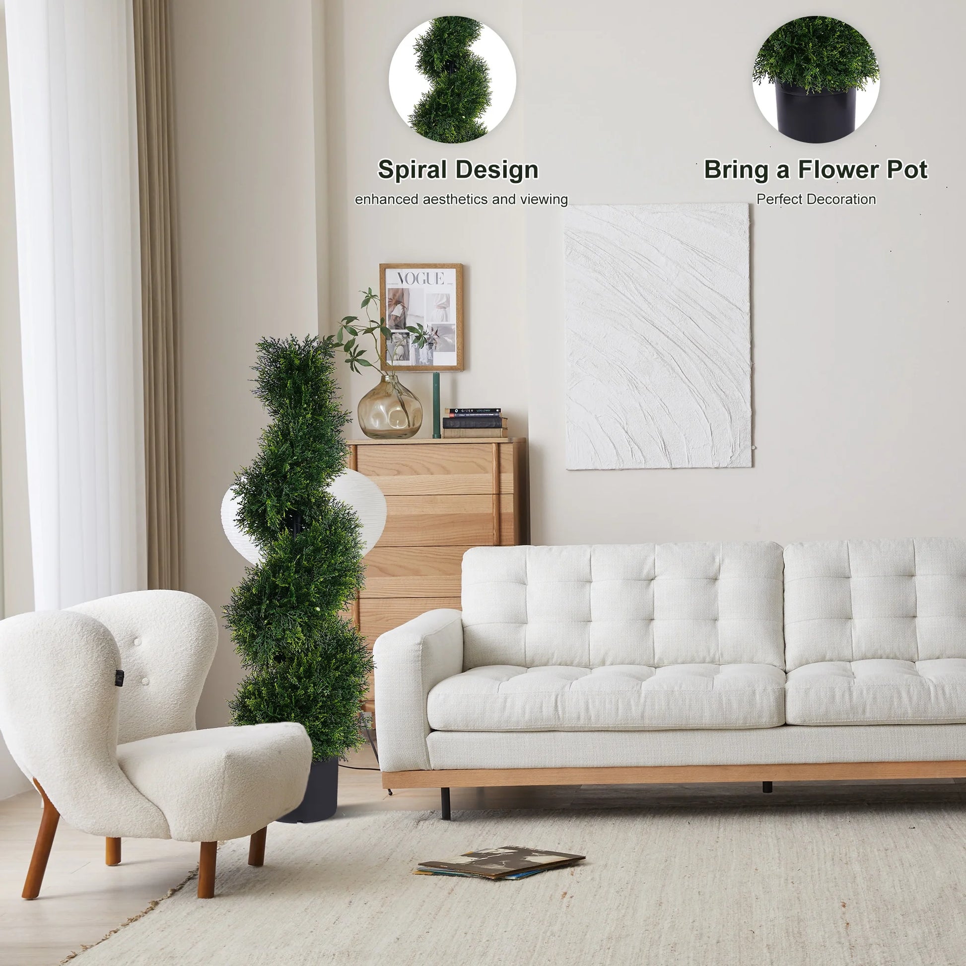 3FT Artificial Spiral Cypress Tree,Topiary Trees Artificial Outdoor-Indoor Outdoor Decor - Plastic Pots - Set of 2