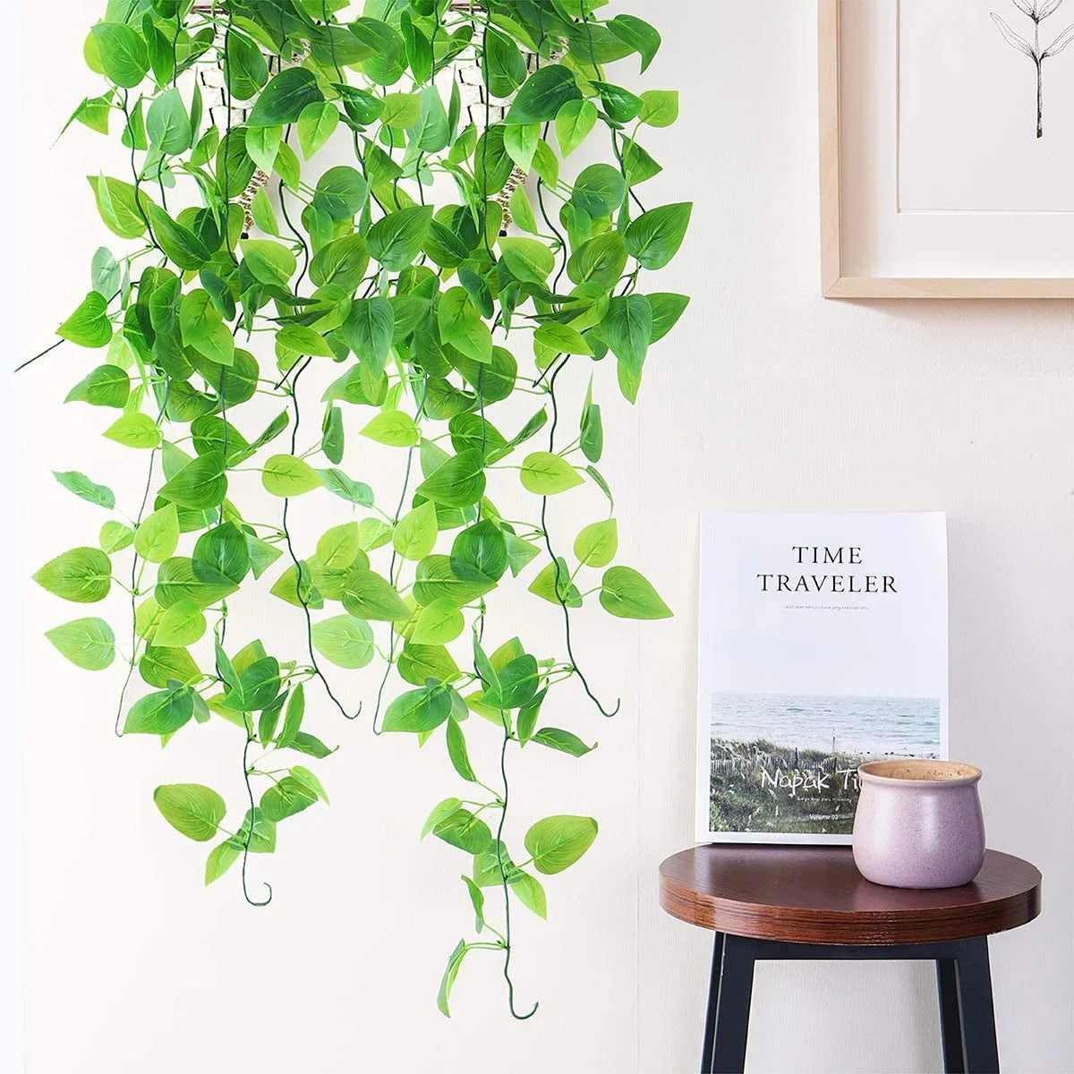 2 Pack Artificial Hanging Plants with Baskets, Fake Hanging Ivy Vine Wall Hanging Plants Greenery for Home Garden Room Wedding Decorations