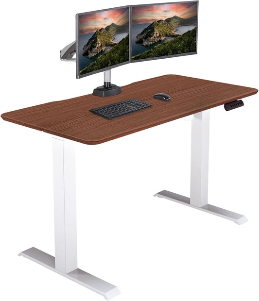 Essential Height Adjustable Electric Standing Desk - Home Office Standing Desk (desk) Sturdy T-Legs - Quiet Motorized Desk - 48"X24" - Hazel Wood - 1 Box