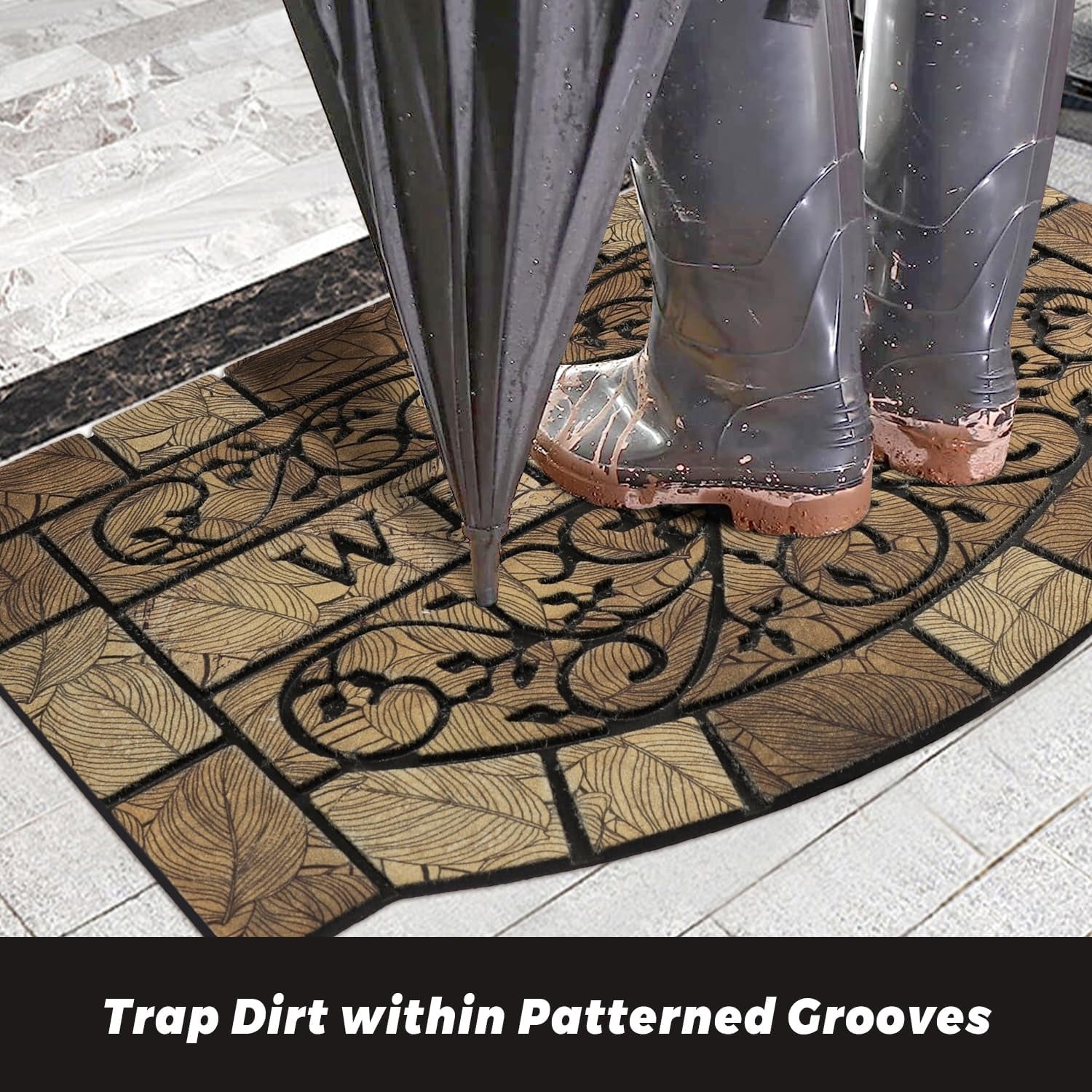 Durable Welcome Door Mats, 24"X36" Heavy-Duty Large Welcome Mat for Front Door with Non-Slip Rubber Backing, Door Mats for outside Entry High Traffic Area（Leaves）
