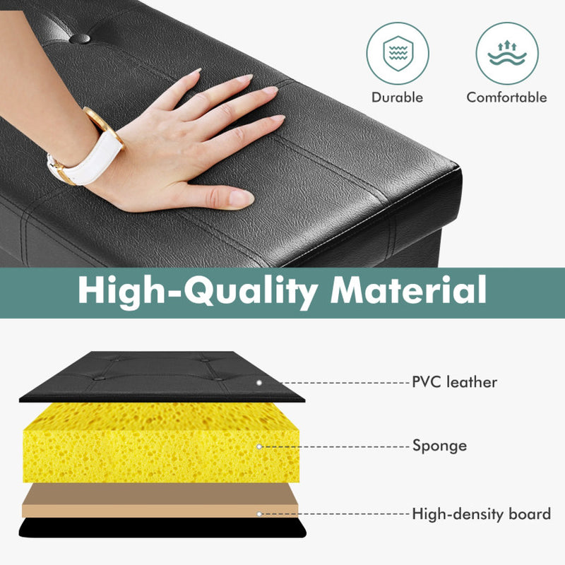 45 Inches Large Folding Storage Ottoman Bench with Memory Foam