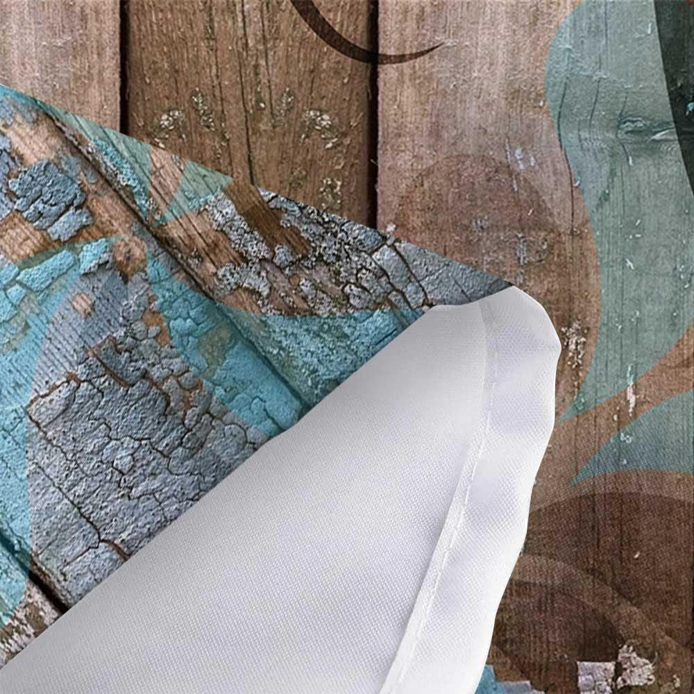 Farmhouse Flower Floral Shower Curtain, Rustic Teal Turquoise Dahlia Shower Curtain Set, Country Blue Wild Garden Plant Fabric Shower Curtain with Hooks, Surreal Bathroom Curtain, 69X70Inch