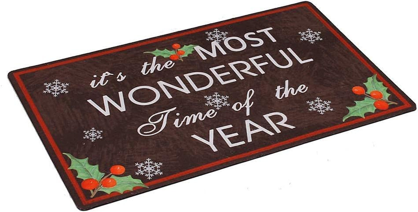 Durable Rubber Christmas Welcome Doormat Decorative Rug Entryway Kitchen Floor Patio Garage Door Mat 29" X 17" (It'S the Most Wonderful Time of the Year)