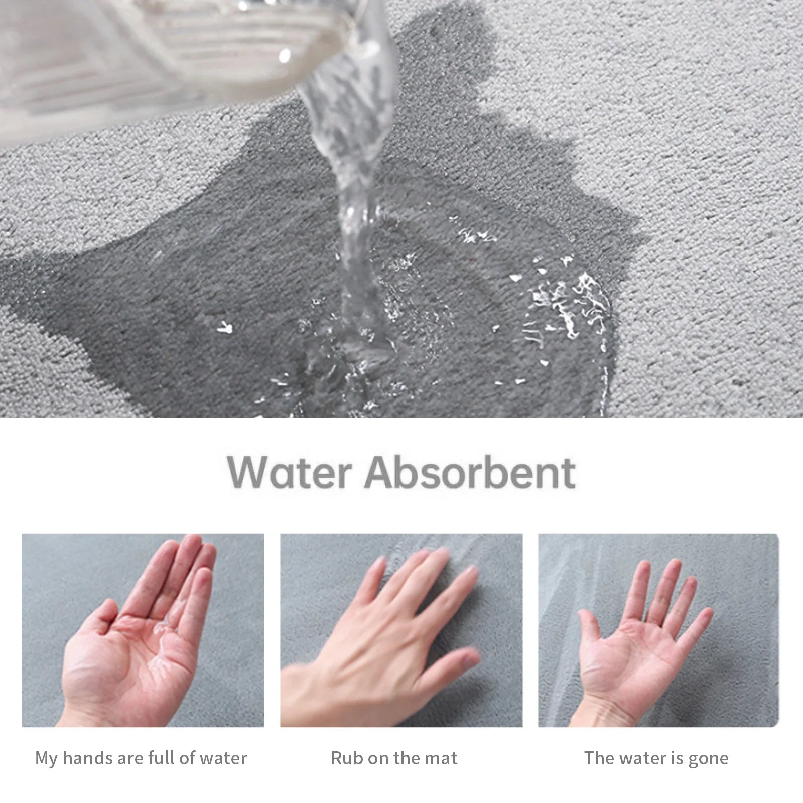 Memory Foam Bath Mat Set - 3 Pcs Absorbent Non-Slip Bathroom Rugs (Small, Large & Contour)