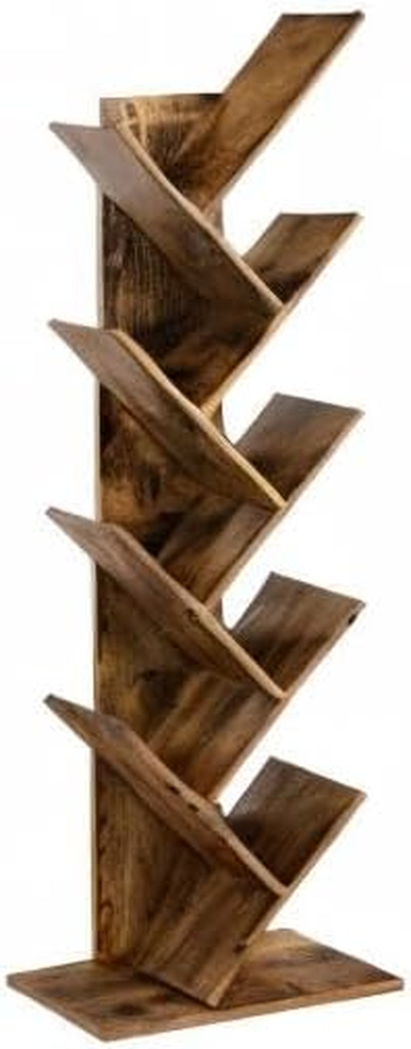 Tree Bookshelf, 9-Tier Bookcase, Large Bookshelf, Space-Saving Corner Shelf, Book Tree, Holds Books, Cds, Games, for Bedroom, Living Room, Home Office, Rustic Brown ULBC11BX